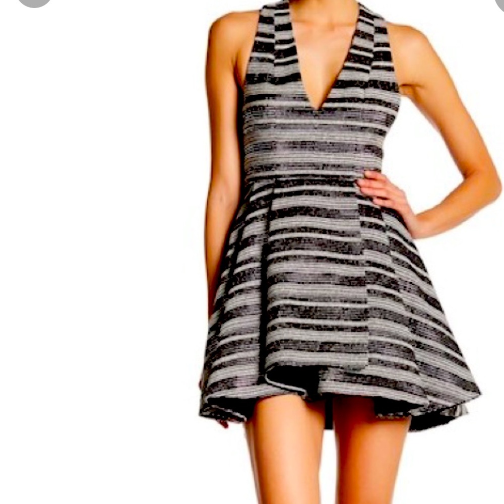 Alice + Olivia Tanner Woven Stripe Fit & Flare